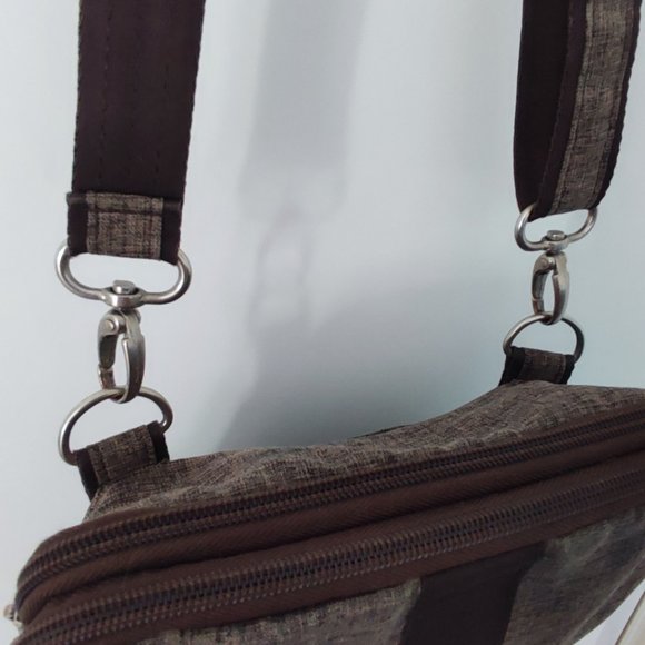 lug crossbody and hand bag traveller messenger purse brown textile fabric - Picture 5 of 12